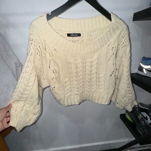 Cream crop crochet sweater